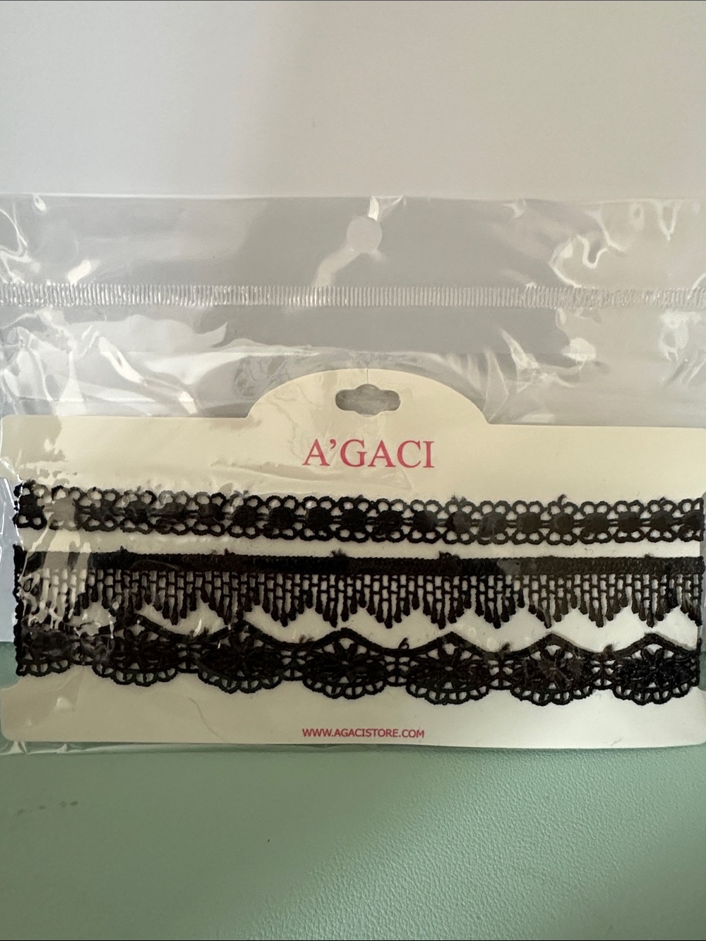 a'gaci Black Lace Choker Set - 3 Piece Layered Design